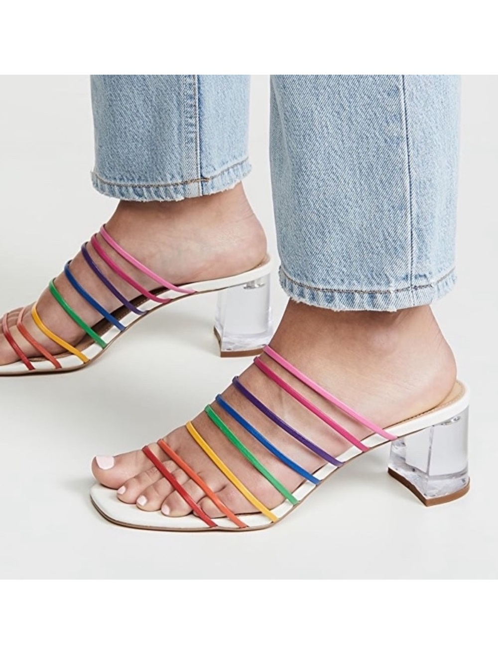 NEW Villa Rouge SaS Rainbow Clear Heel Sandals